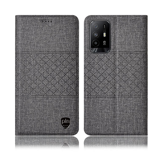Cloth Case Stands Flip Cover H13P for Oppo F19 Pro+ Plus 5G Gray