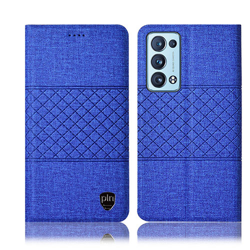 Cloth Case Stands Flip Cover H13P for Oppo Reno6 Pro 5G Blue