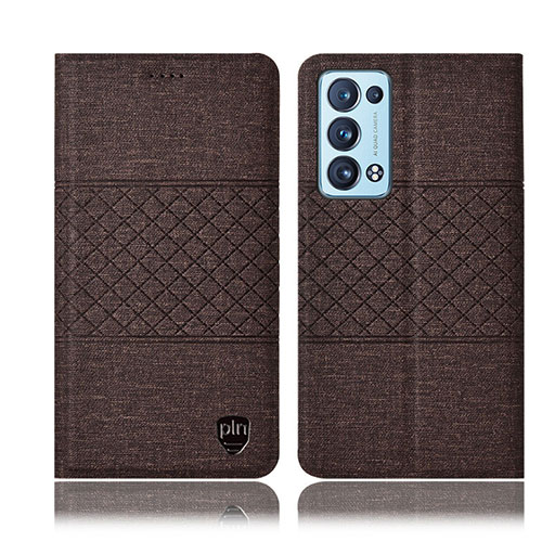 Cloth Case Stands Flip Cover H13P for Oppo Reno6 Pro+ Plus 5G Brown