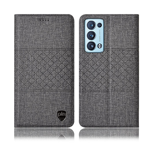 Cloth Case Stands Flip Cover H13P for Oppo Reno6 Pro+ Plus 5G Gray