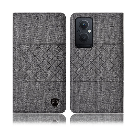 Cloth Case Stands Flip Cover H13P for Oppo Reno7 Lite 5G Gray