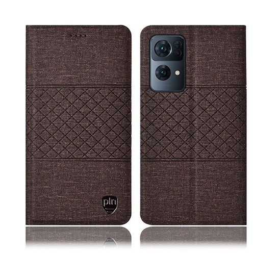 Cloth Case Stands Flip Cover H13P for Oppo Reno7 Pro 5G Brown