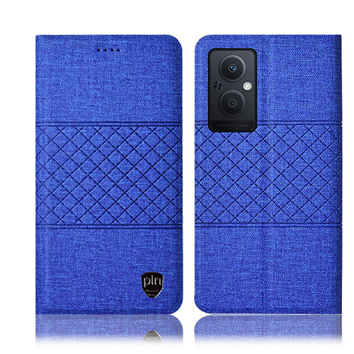 Cloth Case Stands Flip Cover H13P for Oppo Reno8 Lite 5G Blue