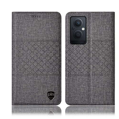 Cloth Case Stands Flip Cover H13P for Oppo Reno8 Lite 5G Gray