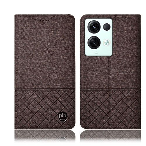 Cloth Case Stands Flip Cover H13P for Oppo Reno8 Pro+ Plus 5G Brown