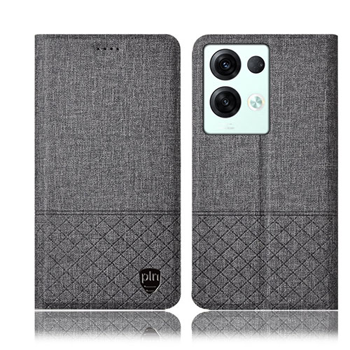 Cloth Case Stands Flip Cover H13P for Oppo Reno9 Pro+ Plus 5G Gray