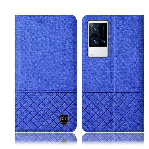 Cloth Case Stands Flip Cover H13P for Vivo iQOO 8 5G Blue