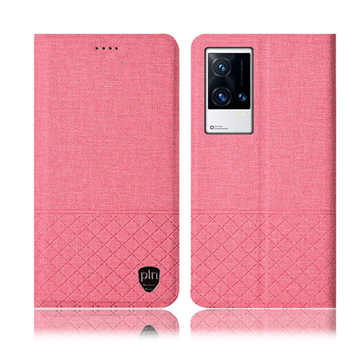 Cloth Case Stands Flip Cover H13P for Vivo iQOO 8 5G Pink