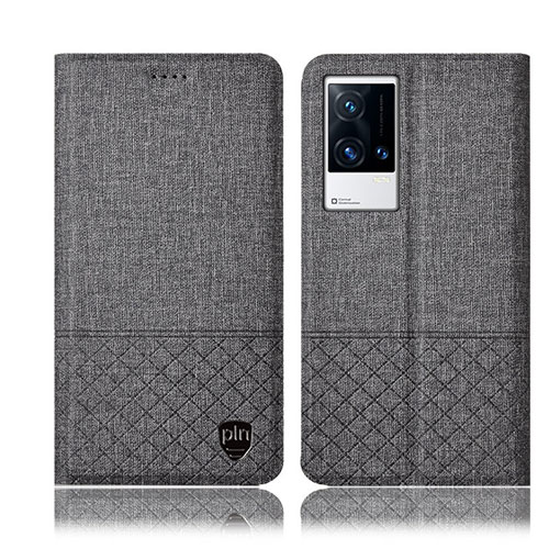 Cloth Case Stands Flip Cover H13P for Vivo iQOO 8 Pro 5G Gray