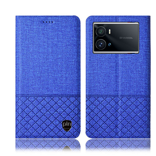 Cloth Case Stands Flip Cover H13P for Vivo iQOO 9 5G Blue
