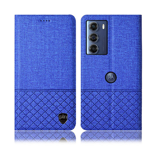 Cloth Case Stands Flip Cover H14P for Motorola Moto G200 5G Blue