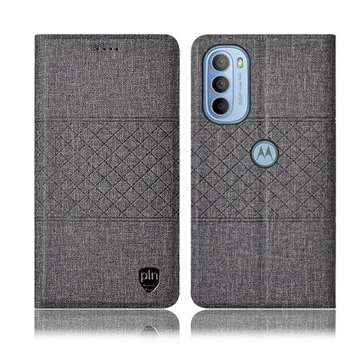 Cloth Case Stands Flip Cover H14P for Motorola Moto G31 Gray
