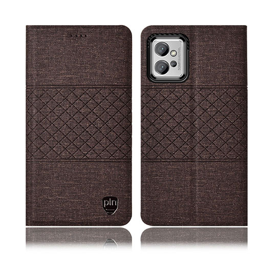 Cloth Case Stands Flip Cover H14P for Motorola Moto G32 Brown