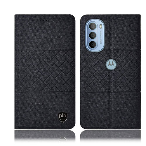 Cloth Case Stands Flip Cover H14P for Motorola Moto G41 Black