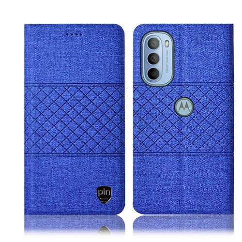Cloth Case Stands Flip Cover H14P for Motorola Moto G41 Blue