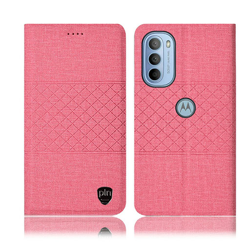 Cloth Case Stands Flip Cover H14P for Motorola Moto G41 Pink