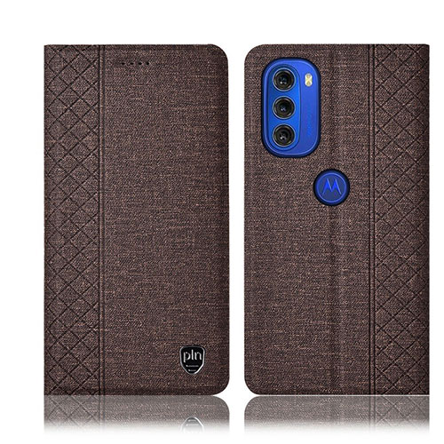 Cloth Case Stands Flip Cover H14P for Motorola Moto G51 5G Brown