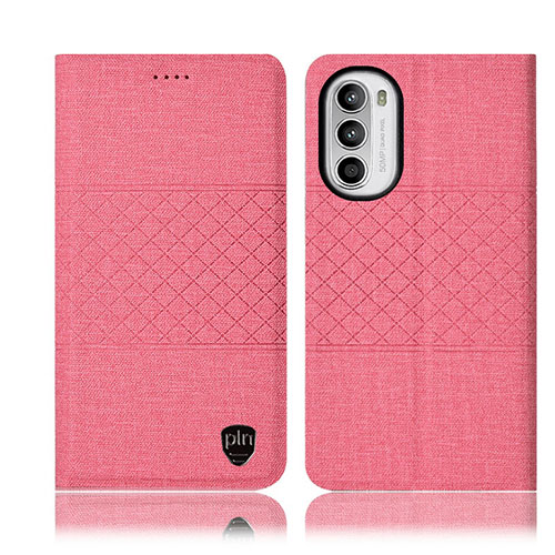 Cloth Case Stands Flip Cover H14P for Motorola Moto G82 5G Pink