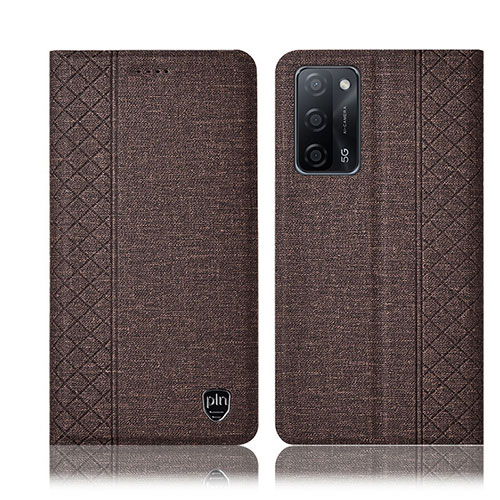 Cloth Case Stands Flip Cover H14P for Oppo A53s 5G Brown