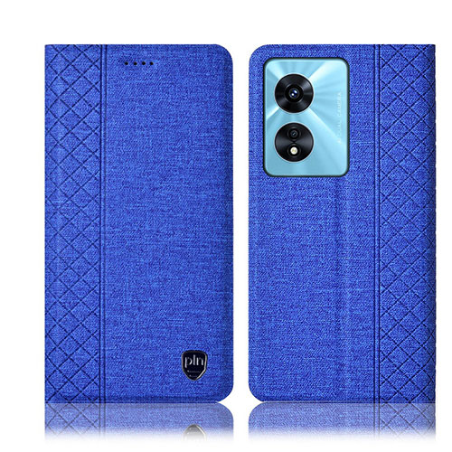 Cloth Case Stands Flip Cover H14P for Oppo A58x 5G Blue