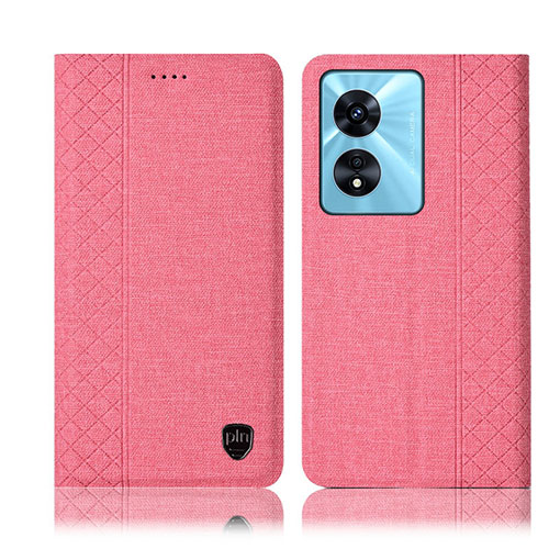 Cloth Case Stands Flip Cover H14P for Oppo A58x 5G Pink