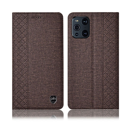 Cloth Case Stands Flip Cover H14P for Oppo Find X3 5G Brown