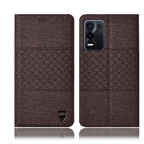 Cloth Case Stands Flip Cover H14P for Oppo K9X 5G Brown