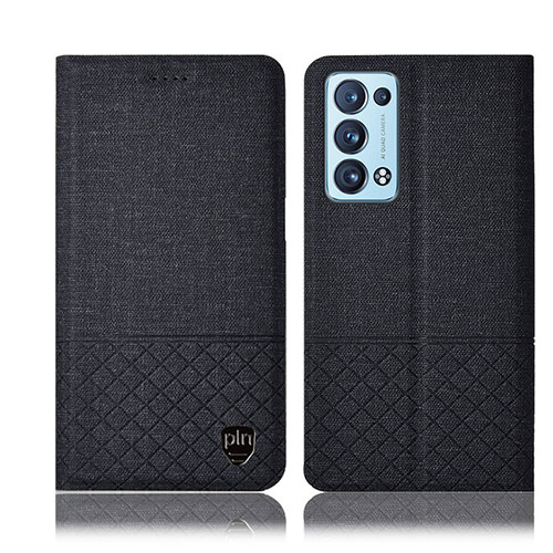 Cloth Case Stands Flip Cover H14P for Oppo Reno6 Pro 5G Black
