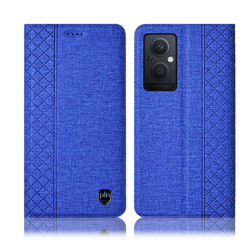 Cloth Case Stands Flip Cover H14P for Oppo Reno7 Z 5G Blue