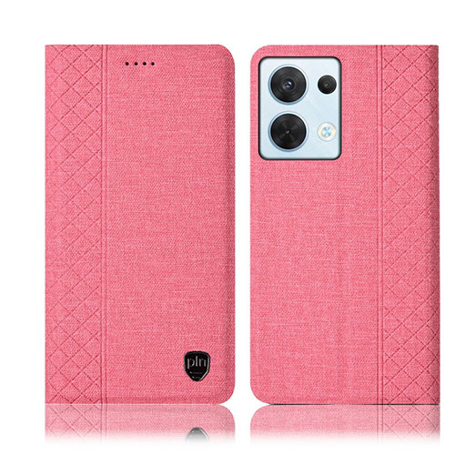 Cloth Case Stands Flip Cover H14P for Oppo Reno8 5G Pink