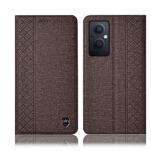 Cloth Case Stands Flip Cover H14P for Oppo Reno8 Lite 5G Brown