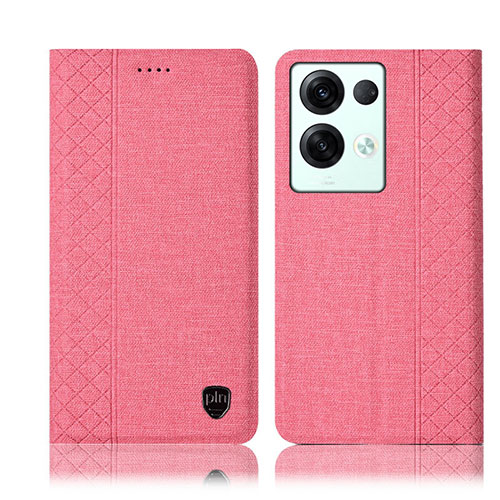 Cloth Case Stands Flip Cover H14P for Oppo Reno8 Pro 5G Pink