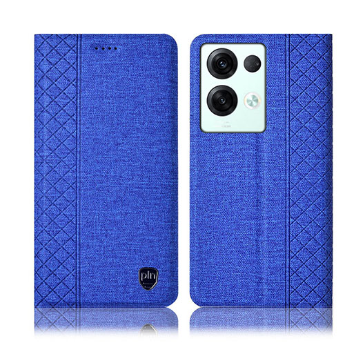 Cloth Case Stands Flip Cover H14P for Oppo Reno8 Pro+ Plus 5G Blue