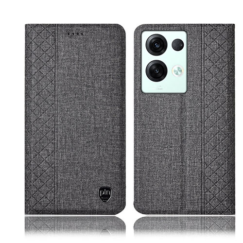 Cloth Case Stands Flip Cover H14P for Oppo Reno8 Pro+ Plus 5G Gray