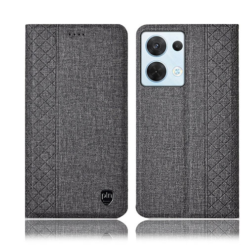 Cloth Case Stands Flip Cover H14P for Oppo Reno9 5G Gray