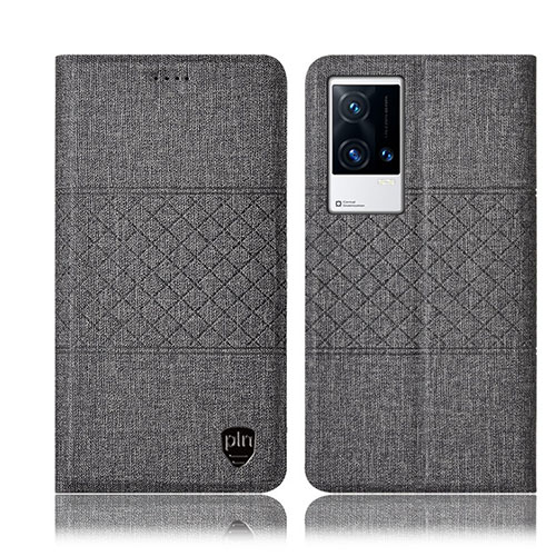 Cloth Case Stands Flip Cover H14P for Vivo iQOO 8 Pro 5G Gray