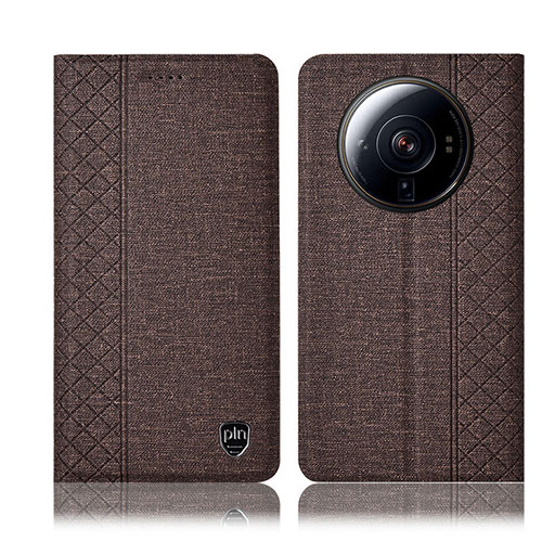 Cloth Case Stands Flip Cover H14P for Xiaomi Mi 12S Ultra 5G Brown