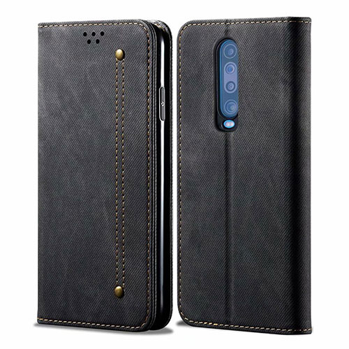Cloth Case Stands Flip Cover L02 for Xiaomi Redmi K30 5G Black