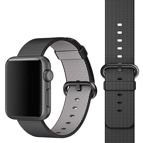 Fabric Bracelet Band Strap for Apple iWatch 3 42mm Black