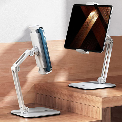 Flexible Tablet Stand Mount Holder Universal F03 for Apple iPad Pro 12.9 (2018) White
