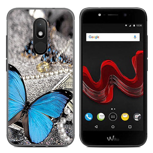 Hard Rigid Plastic Case Butterfly Cover for Wiko Wim Lite 4G Blue
