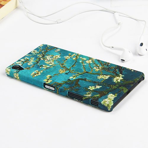 Hard Rigid Plastic Case Flowers Cover for Sony Xperia Z5 Premium Green