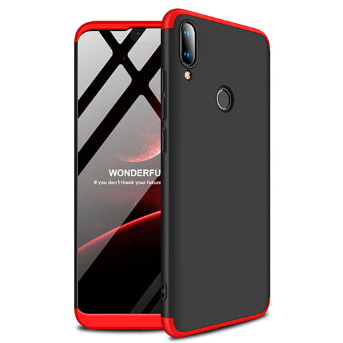 Hard Rigid Plastic Matte Finish Case Back Cover A01 for Huawei Y9 (2019) Red and Black