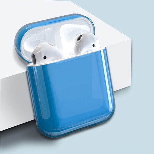 Hard Rigid Plastic Matte Finish Case Back Cover for Apple Airpods Charging Box Blue