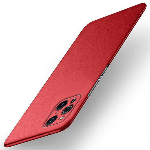 Hard Rigid Plastic Matte Finish Case Back Cover for Oppo Find X3 Pro 5G Red