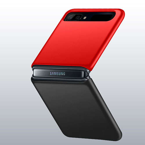 Hard Rigid Plastic Matte Finish Case Back Cover M01 for Samsung Galaxy Z Flip 5G Red and Black