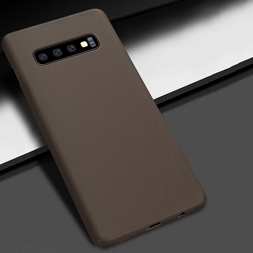 Hard Rigid Plastic Matte Finish Case Back Cover M02 for Samsung Galaxy S10 Brown