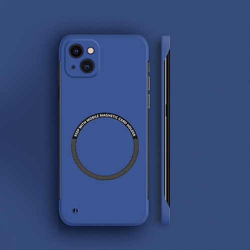 Hard Rigid Plastic Matte Finish Case Back Cover with Mag-Safe Magnetic for Apple iPhone 14 Blue