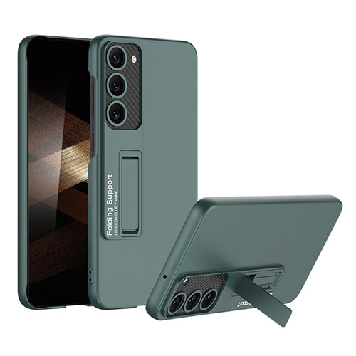 Hard Rigid Plastic Matte Finish Case Back Cover with Stand AC1 for Samsung Galaxy S24 Plus 5G Green