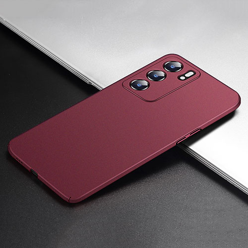 Hard Rigid Plastic Matte Finish Case Back Cover YK7 for Oppo Reno6 Pro 5G India Red